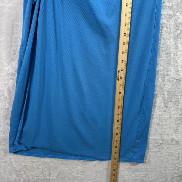 Aeire Midi Skirt Ribbed Beachwalk Size Medium Blue Side Slit Tie Coverup - Picture 11 of 12